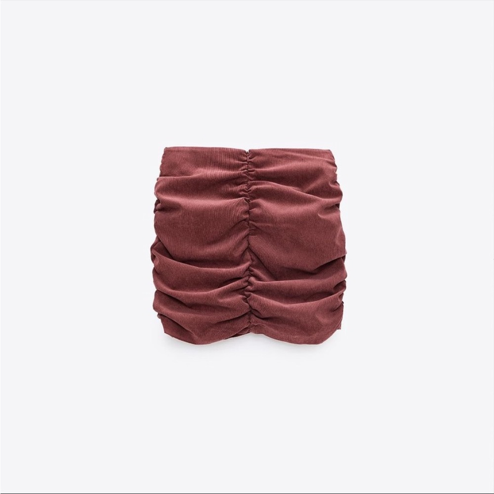 Zara Corduroy Draped Mini Skirt in Wine Mauve Size Medium